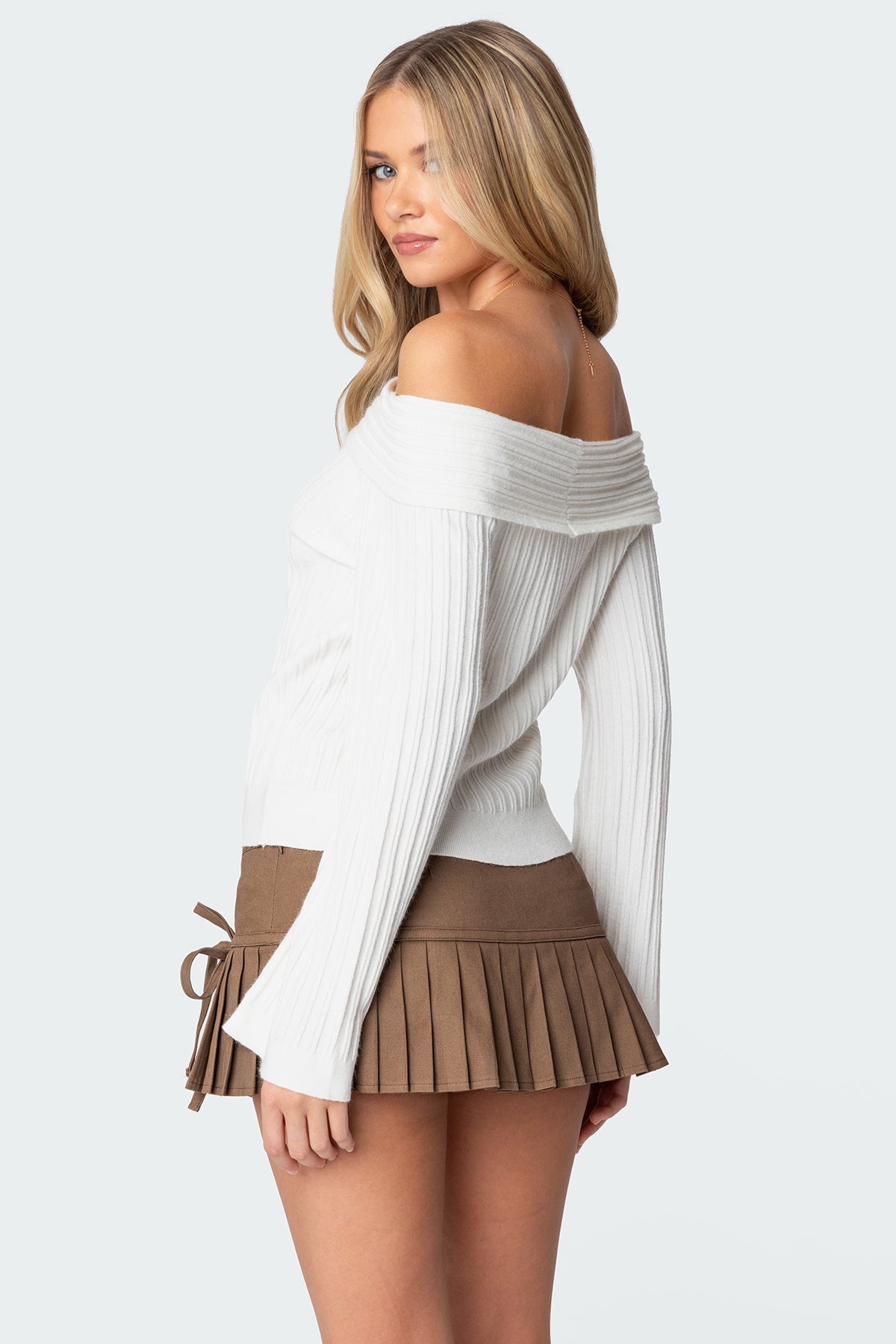 Brandy Fold Over Ribbed Sweater