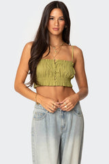 Alda Cropped Button Front Top