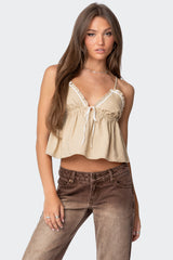 Claire Linen Look Babydoll Top