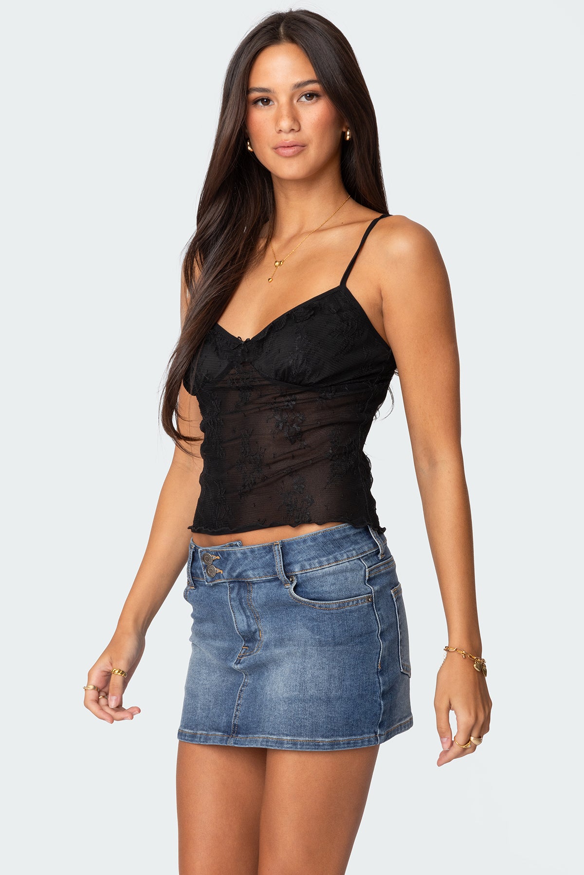 Angelina Sheer Lace Tank Top