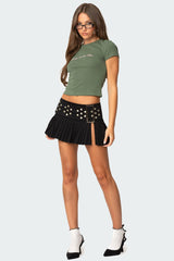 Roxy Side Slit Pleated Mini Skirt