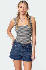 Dillan Striped Square Neck Top