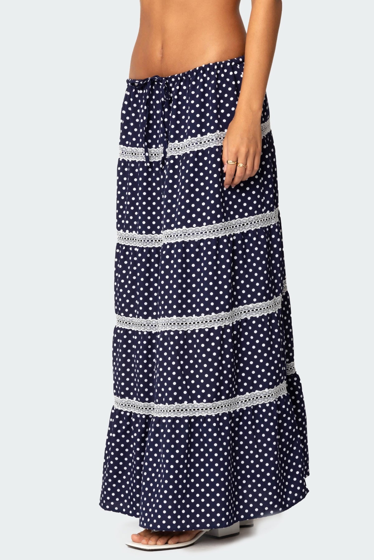 Polka Dot Tiered Maxi Skirt