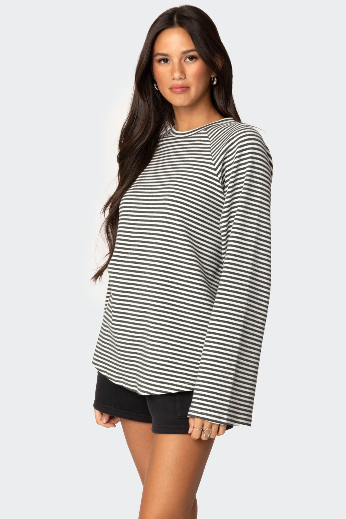 Stripey Oversized Bell Sleeve Top