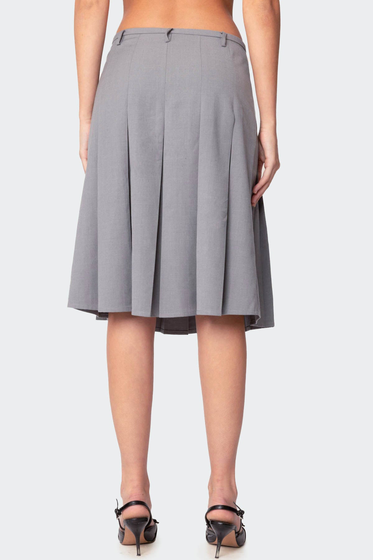 Ethel Side Slit Pleated Midi Skirt