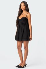 Bonny Lace Trim Cotton Mini Dress