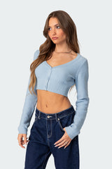 V Neck Cropped Cardigan