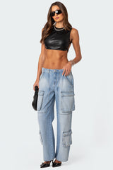 Porsha Open Back Faux Leather Crop Top