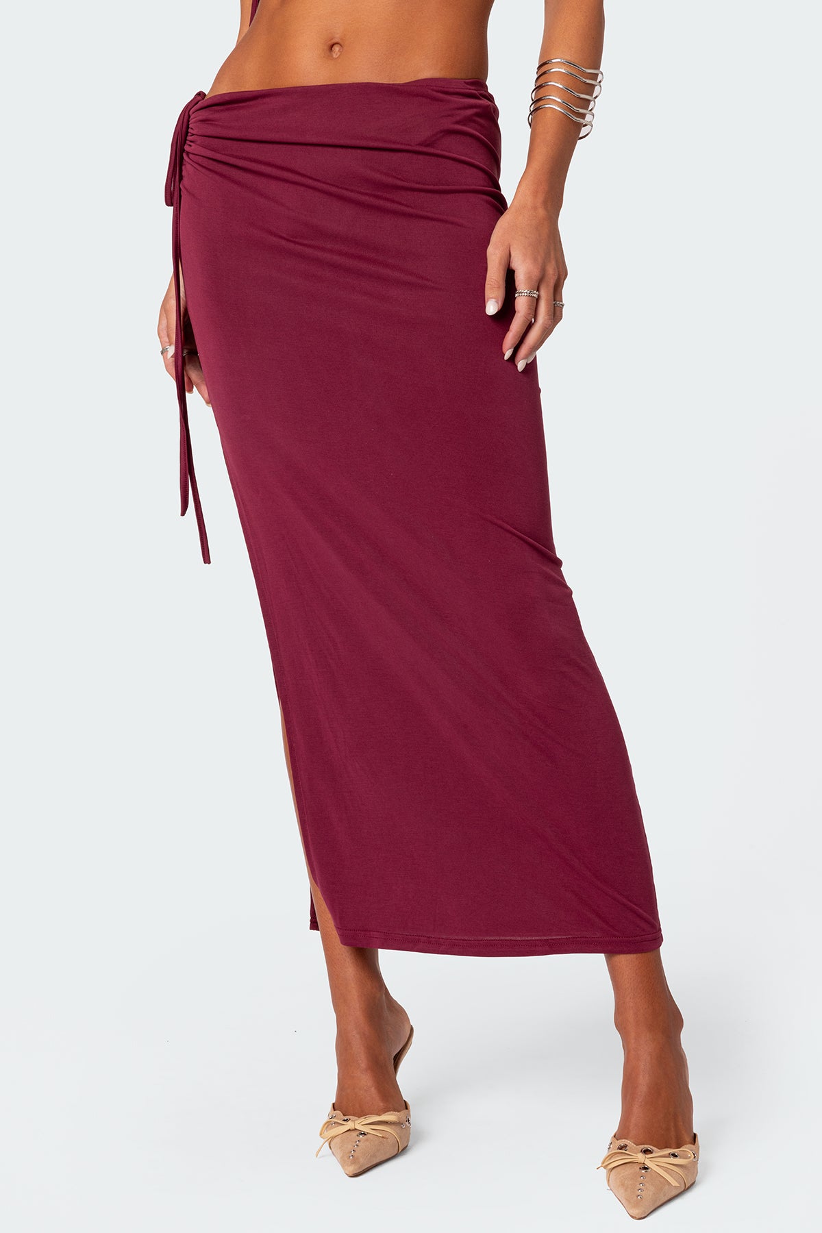 Frankie Drawstring Slit Maxi Skirt