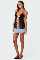 Linette Lacey Sheer Split Front Top