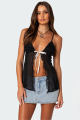 Linette Lacey Sheer Split Front Top