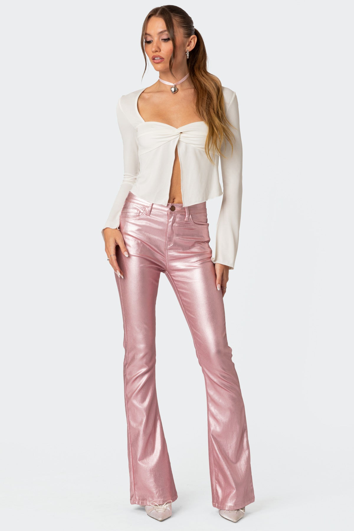 Luna Faux Leather Flare Jeans