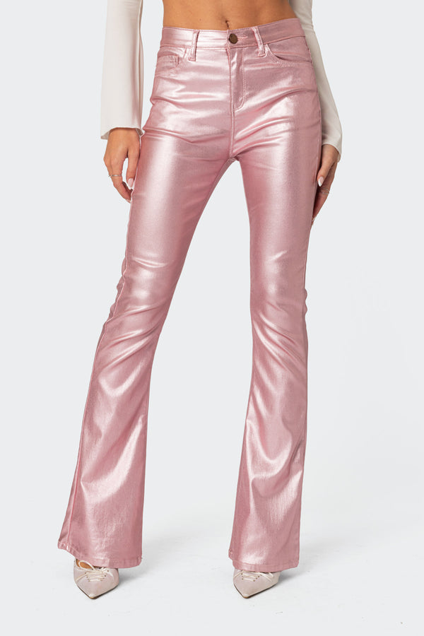 Luna Faux Leather Flare Jeans