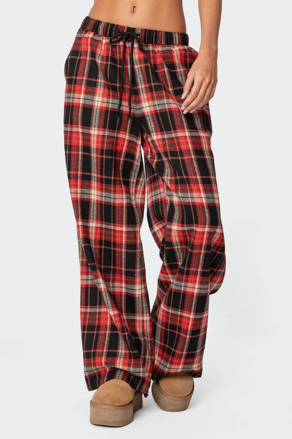 Lounge Around Plaid Wide Leg Pants