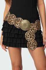 Leopard Faux Leather Western Disc Belt