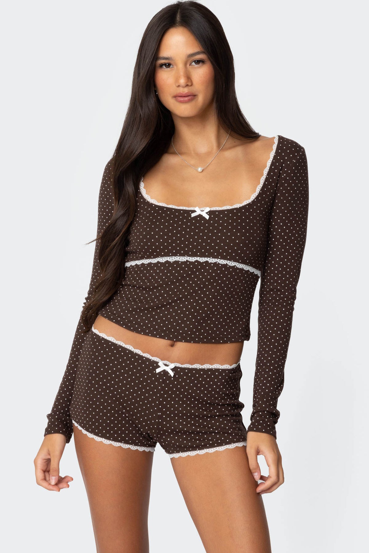 Juliana Polka Dot Ribbed Top