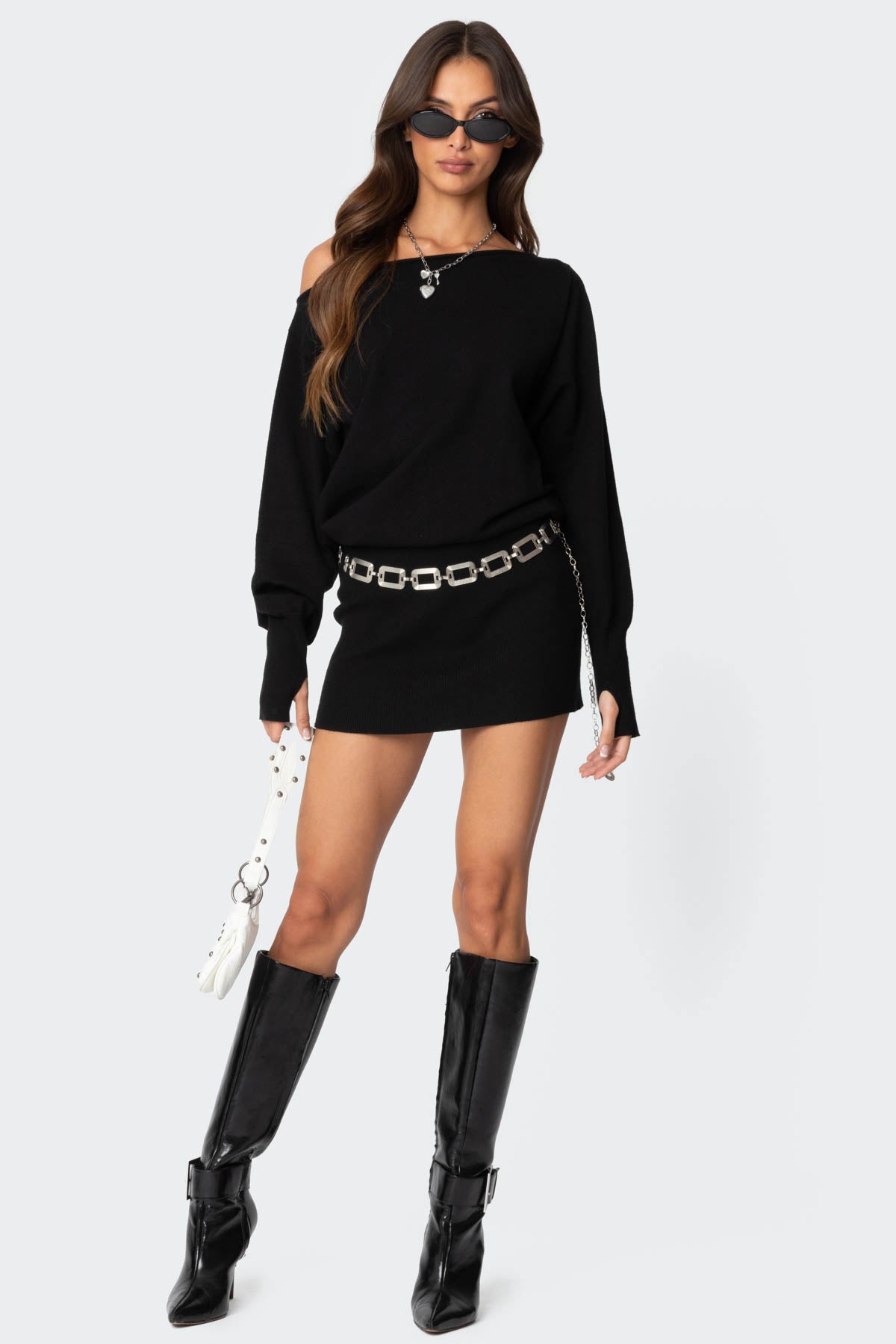 Eve Off Shoulder Knit Mini Dress