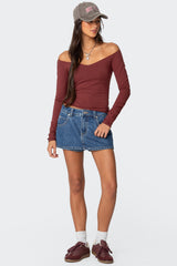 Nattie Off Shoulder V Neck Top