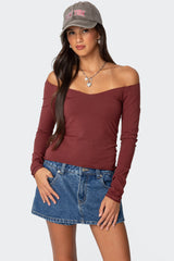 Nattie Off Shoulder V Neck Top