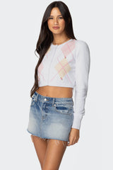 Francis Cropped Argyle Knit Cardigan