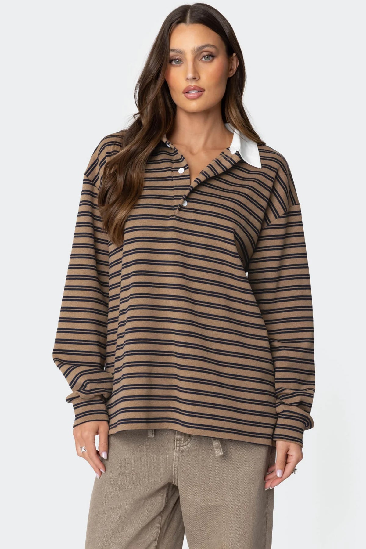 Stripey Oversized Collared Shirt