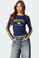 Brasil Embroidered Long Sleeve T Shirt