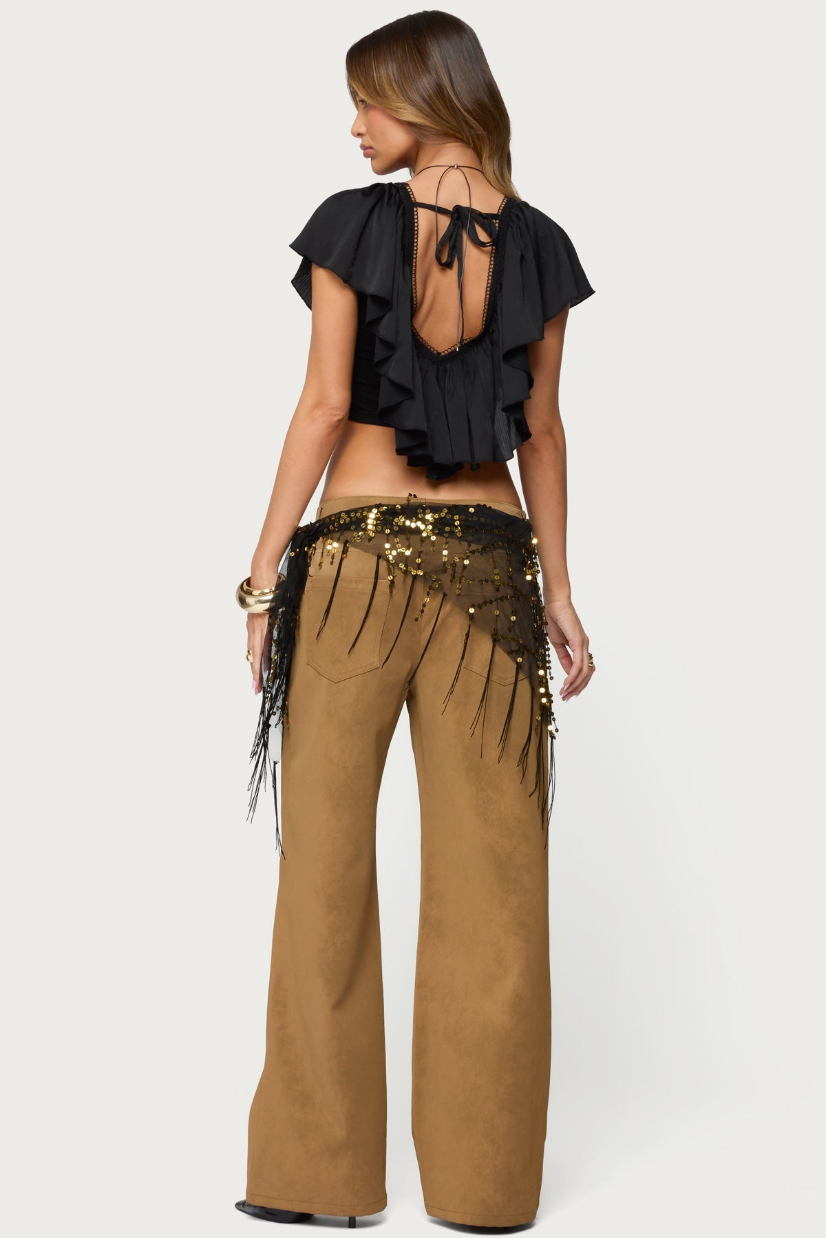 Deena Ruffled V Neck Top