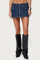 Sharlo Zip Up Denim Mini Skirt