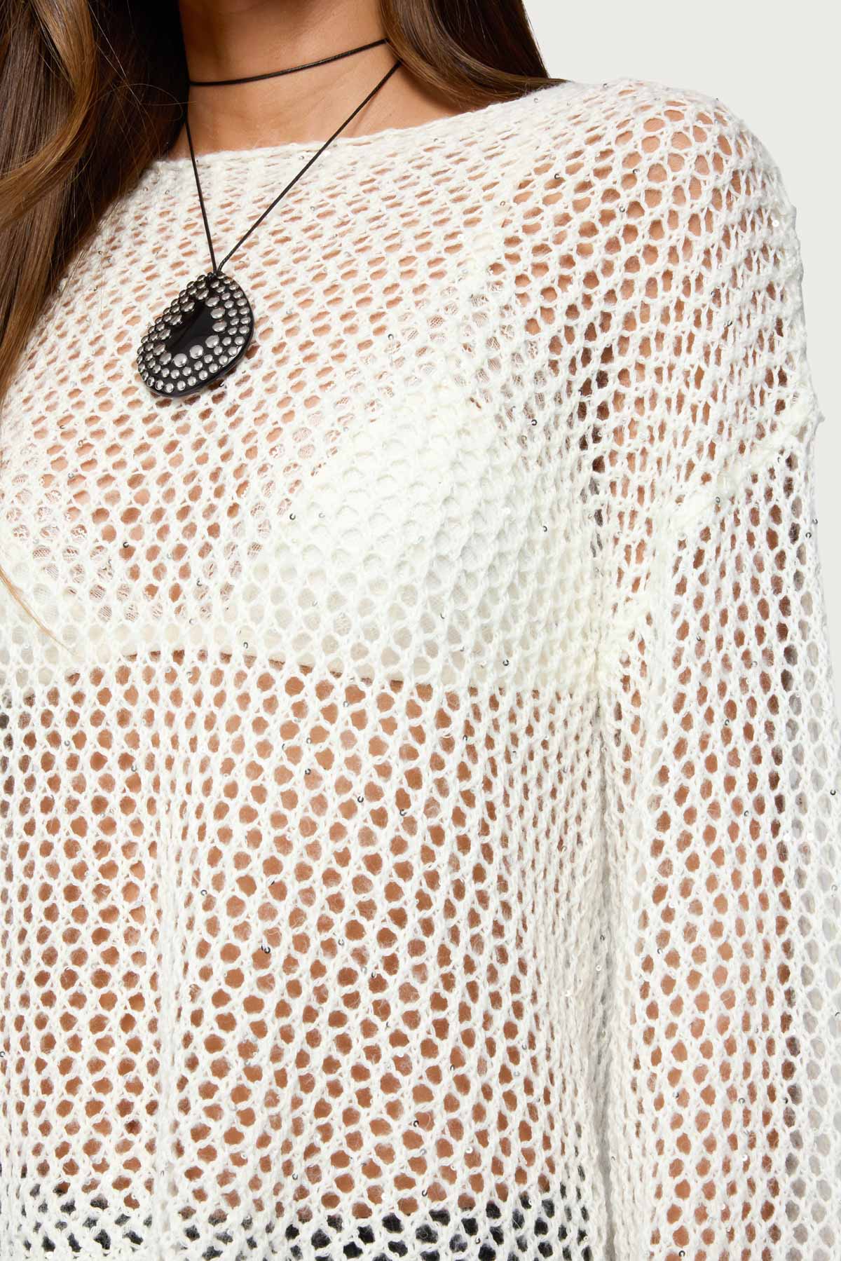 Charlise Open Knit Sequin Top