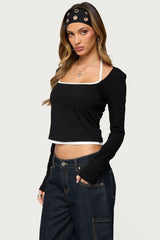 Ksenia Contrast Layered Square Neck Top