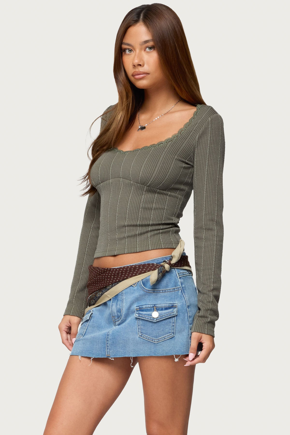 Beatrix Lacey Ribbed Top