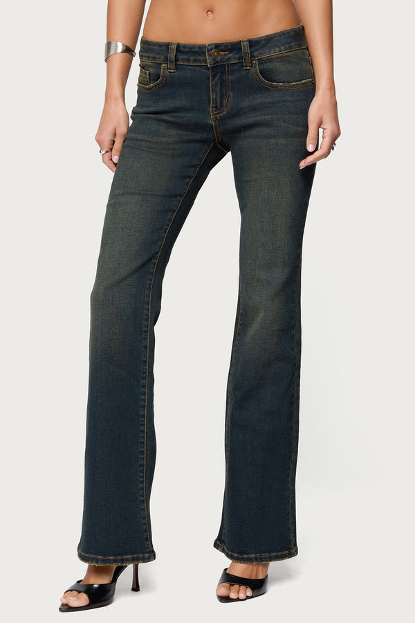 Tez Vintage Washed Low Rise Bootcut Jeans