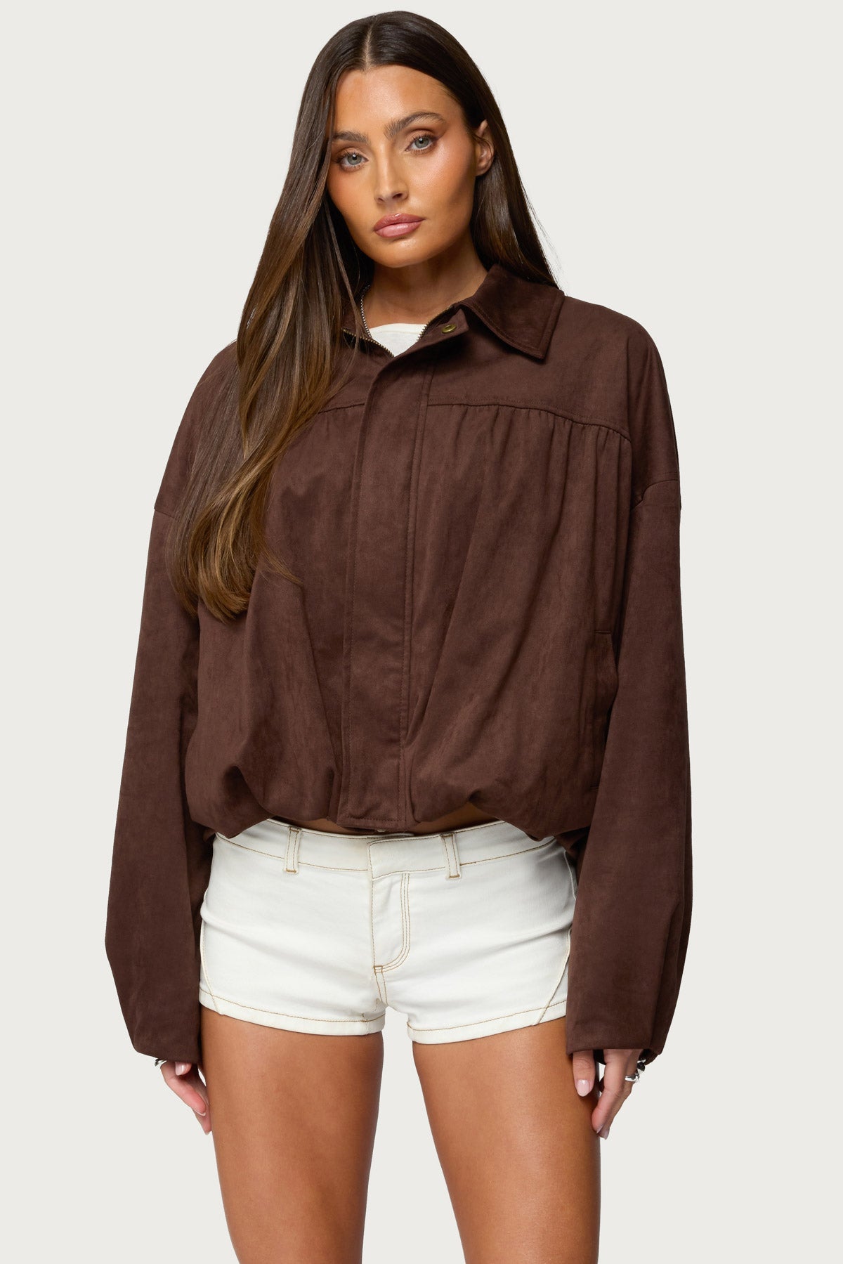 Alberta Faux Suede Bubble Jacket