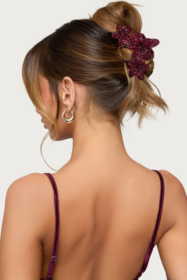 Faux Crystal Flower Hair Clip