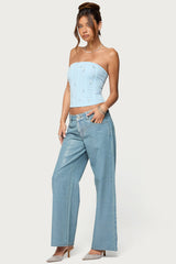 Lexah Faux Crystal Strapless Mesh Corset