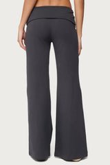 Wide Leg Foldover Trousers