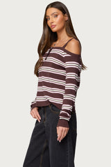 Shyla Off Shoulder Striped Knit Top
