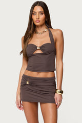 Shaylo Clasp Cutout Halter Top