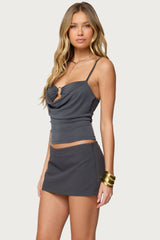 Layered Bandeau Cowl Neck Top