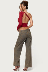 Mila Asymmetric Backless One Shoulder Top