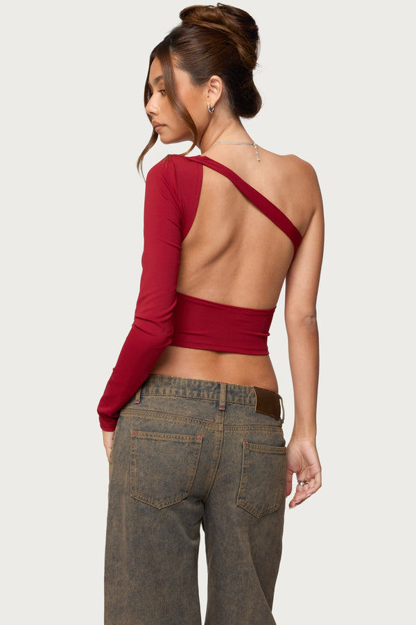 Mila Asymmetric Backless One Shoulder Top