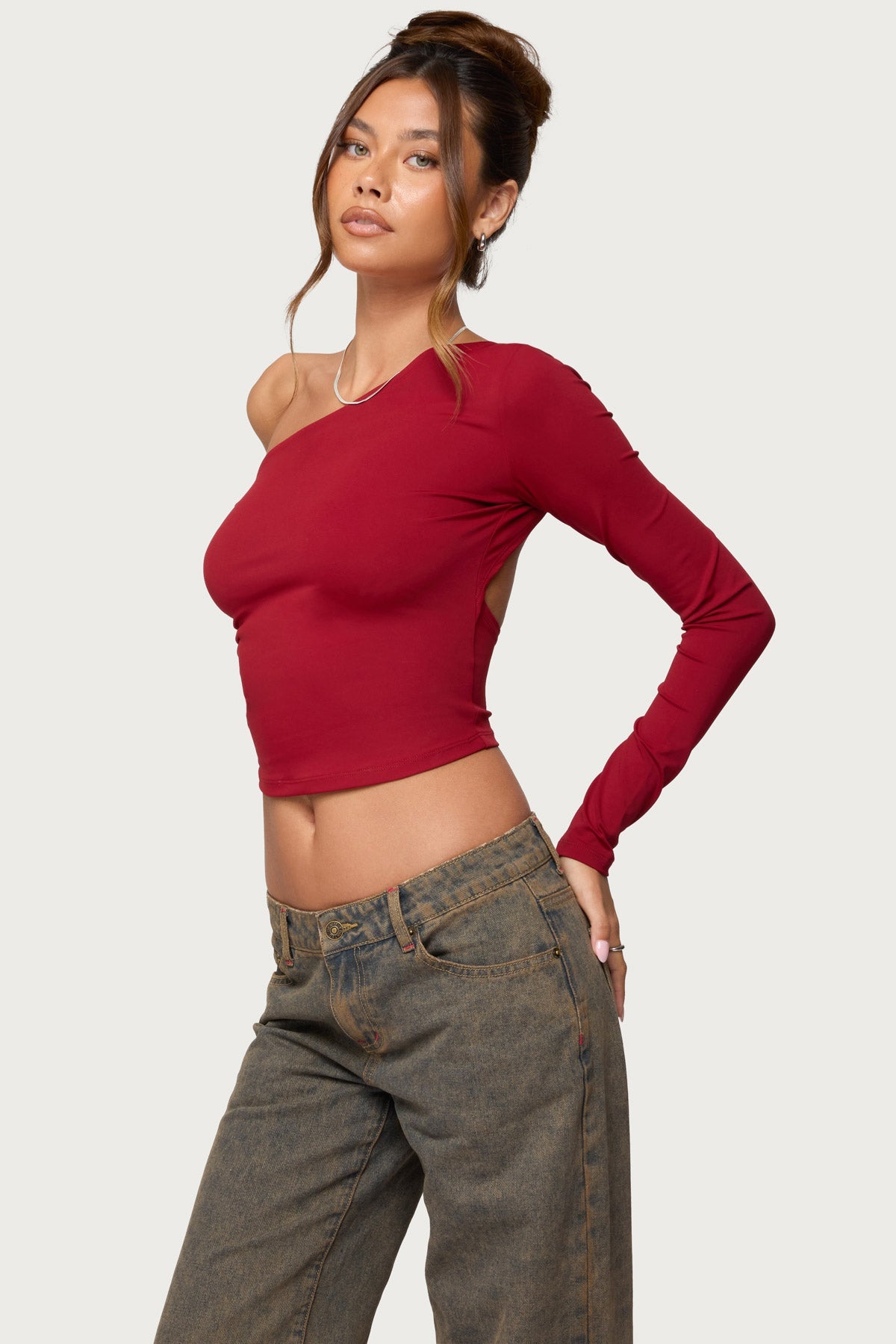 Mila Asymmetric Backless One Shoulder Top