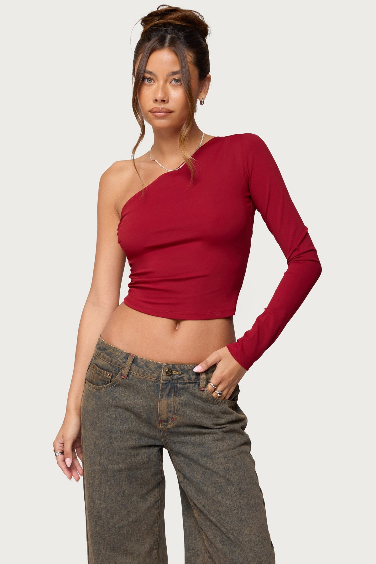 Mila Asymmetric Backless One Shoulder Top