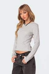 Marny Long Sleeve Waffle Top