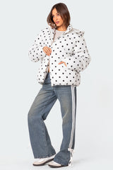 Marcey Polka Dot Hooded Puffer