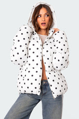 Marcey Polka Dot Hooded Puffer