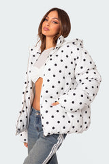 Marcey Polka Dot Hooded Puffer