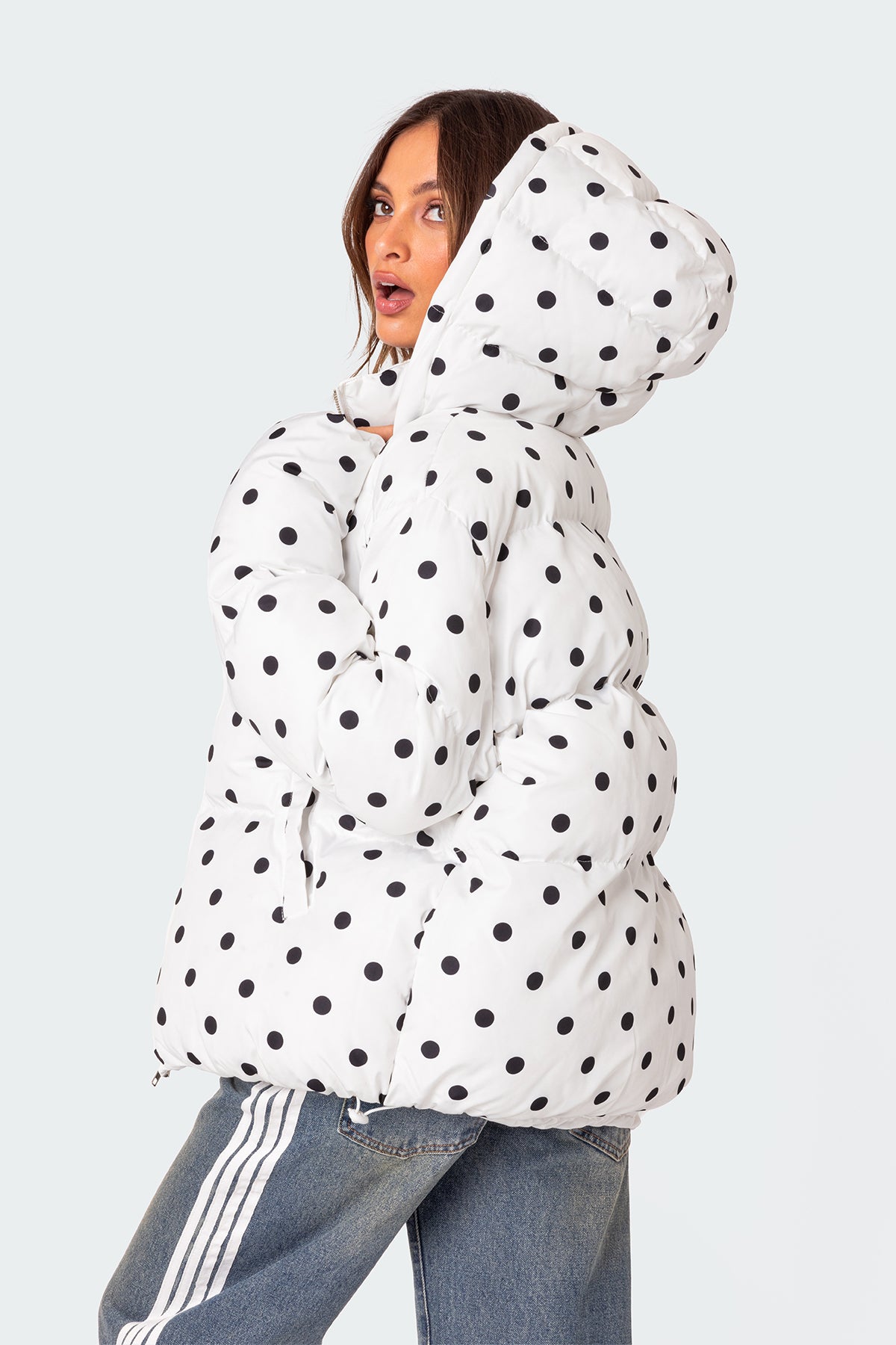 Marcey Polka Dot Hooded Puffer