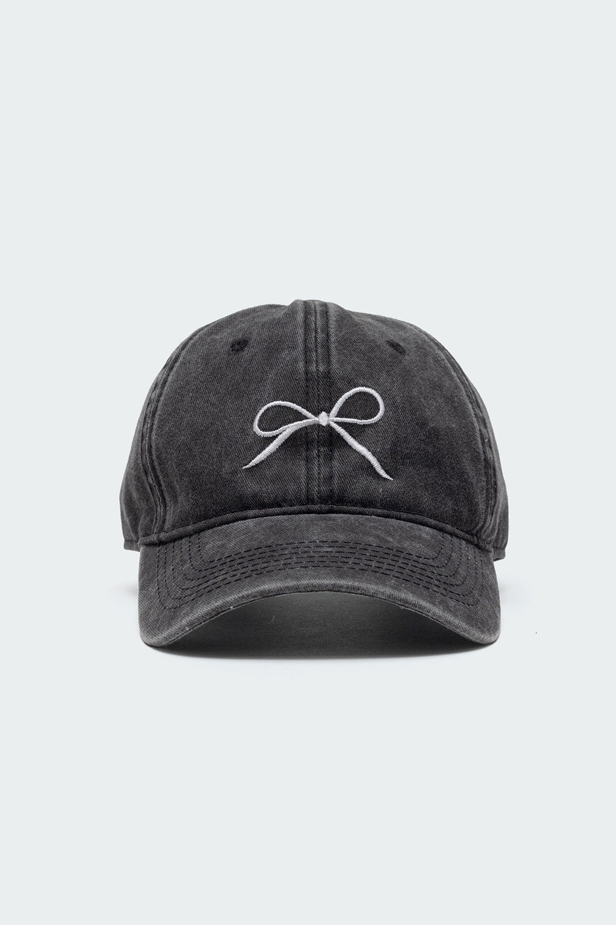 Embroidered Bow Washed Baseball Cap