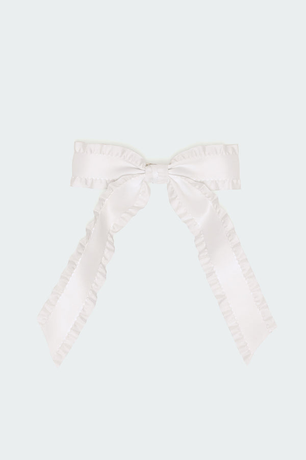 Ruffle Trim Bow Hair Clip